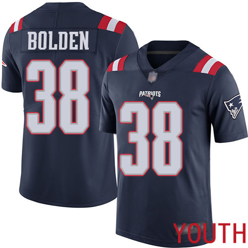 New England Patriots Football #38 Rush Vapor Limited Navy Blue Youth Brandon Bolden NFL Jersey->women nfl jersey->Women Jersey